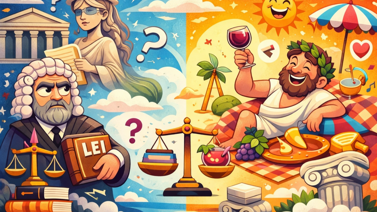 Banner do artigo Direito: um estoicismo formal com finalidade epicurista, e por isso é impossível de encerrar a conversa