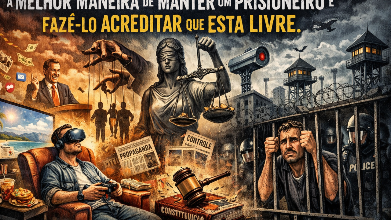 Banner do artigo Direito: “A melhor maneira de manter um prisioneiro é fazê-lo acreditar que está livre” — um ensaio sobre autoria, ilusão e poder